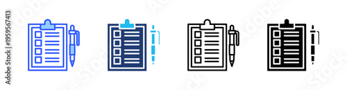Task Multi Style Icon Set Vector 