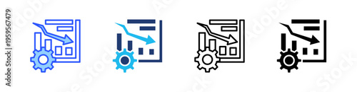 Burndown Chart Multi Style Icon Set Vector 