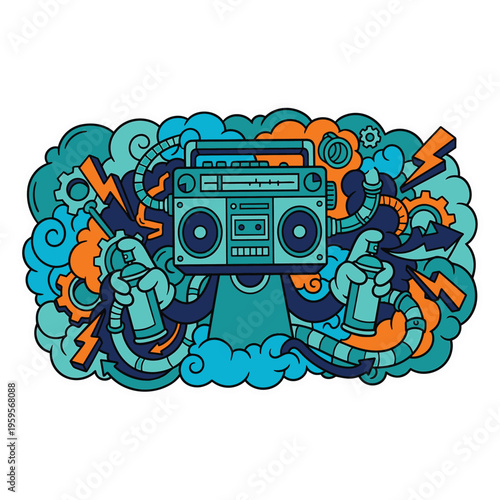 Vintage Boombox Stereo Music Player Device 1.