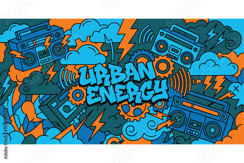 Vintage boombox stereo music player device.