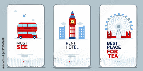 London landmarks displayed on smartphone screens with promotional text