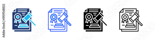 Legal Documents Multi Style Icon Set Vector 