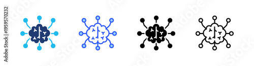 Mind Map Multi Style Icon Set Vector 