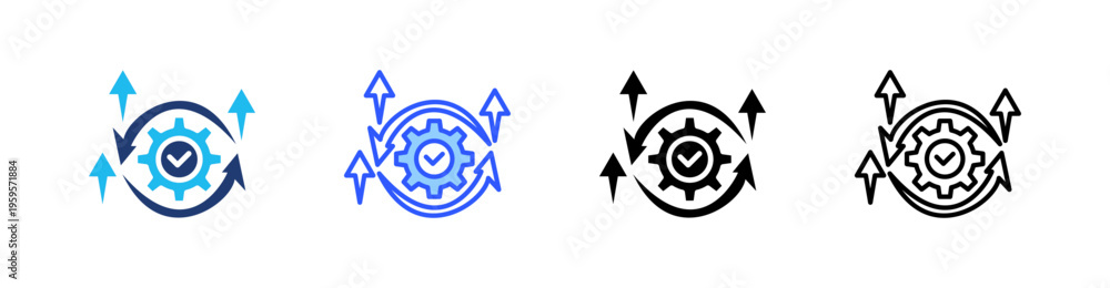 © Kholifah rokhman - Process Optimization Multi Style Icon Set Vector