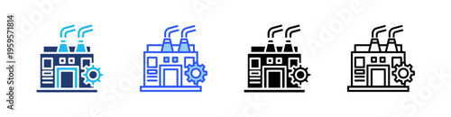 Factory Multi Style Icon Set Vector 