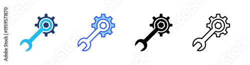 Maintenance Multi Style Icon Set Vector 
