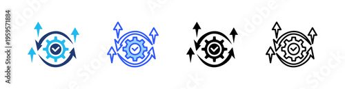 Process Optimization Multi Style Icon Set Vector 