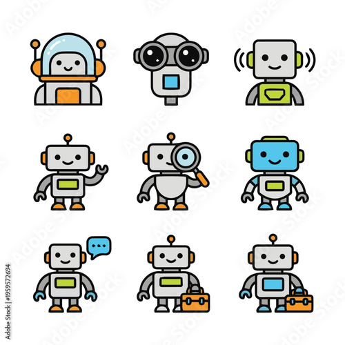 AI Robot Assistant Simple Character Set