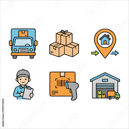 Delivery Service Logistics Minimal Icons