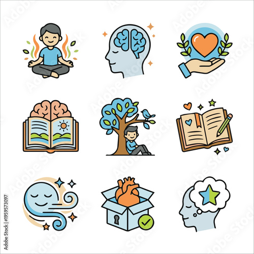 Mental Health Self Care Simple Illustrations