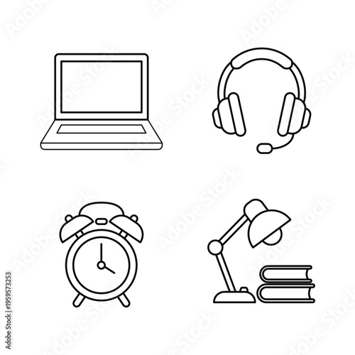 Remote Work Home Office Essentials Icons