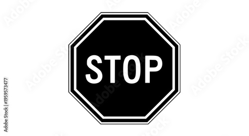 Stop sign octagon vector, traffic symbol for road safety and transportation regulations