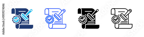 Validation Multi Style Icon Set Vector 