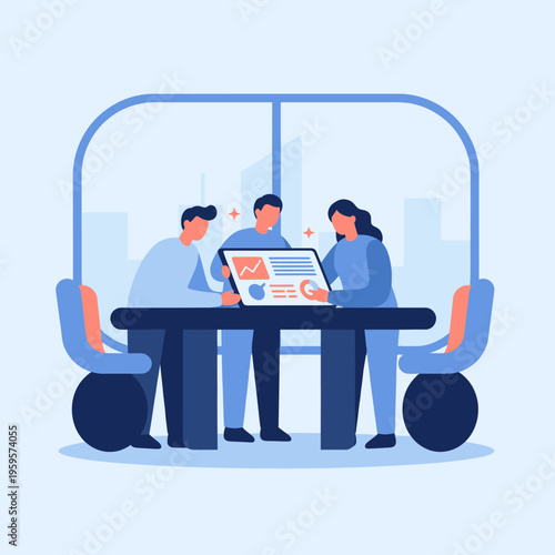 Team Collaboration Meeting with Laptop Presentation.