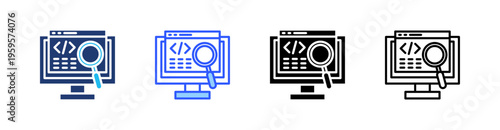 Code Review Multi Style Icon Set Vector 