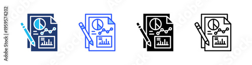 Reporting Multi Style Icon Set Vector 