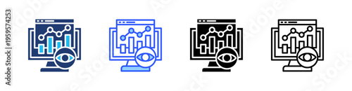 Monitoring Multi Style Icon Set Vector 