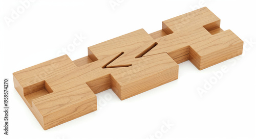 Wallpaper Mural Finger joint wood connection concept. Woodworking of zigzag at the end of the pieces for splicing isolated cutout on white background. 3d illustration Torontodigital.ca