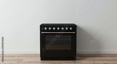 Wallpaper Mural Kitchen oven. Electric stove home appliance, black color against white background, copy space. 3d illustration Torontodigital.ca