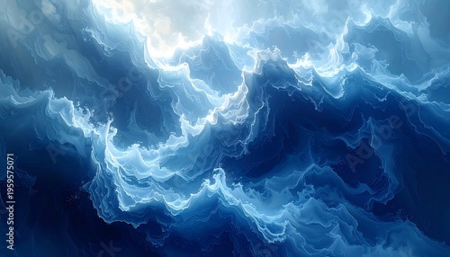Abstract Blue Swirling Energy Cloud Formation.
