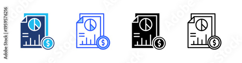 Earnings Report Multi Style Icon Set Vector 