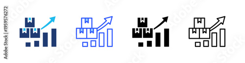 Growth Stock Multi Style Icon Set Vector 