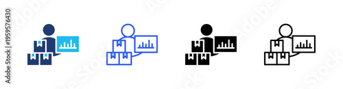 Stock Broker Multi Style Icon Set Vector 