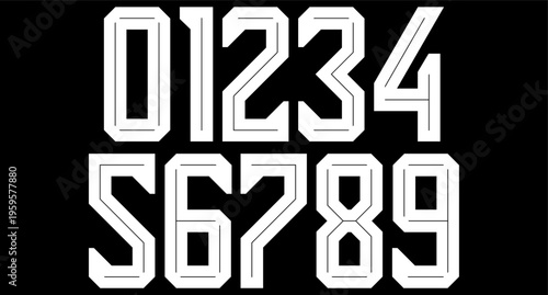  number set for jersey with modern and retro style