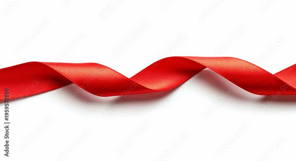 custom made wallpaper toronto digitalValentine day gift banner. Red ribbon isolated on white background, close up view, Christmas decoration