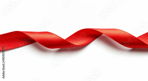 Wallpaper Mural Valentine day gift banner. Red ribbon isolated on white background, close up view, Christmas decoration Torontodigital.ca