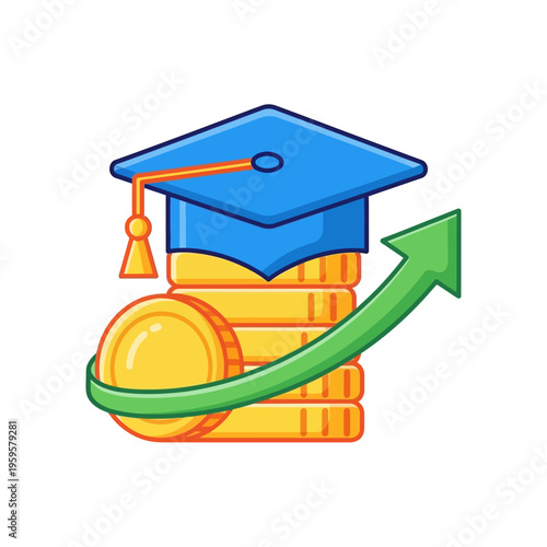 education investment growth and tuition savings icon
