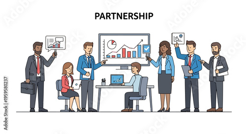 Business partnership teamwork concept with people presenting data