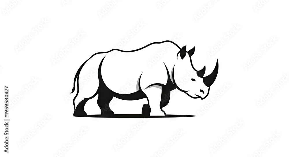 Fototapeta premium Bold silhouette of rhinoceros vector graphic for design and branding