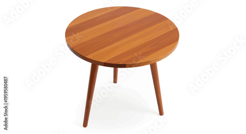Round wooden side table with tapered legs