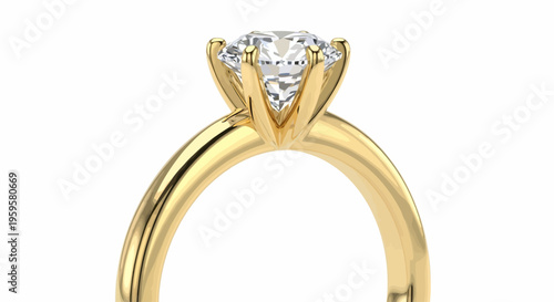 Elegant Diamond Engagement Ring with Gold Band