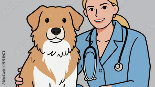 Veterinarian cares for dog in a clinical setting during a routine check-up