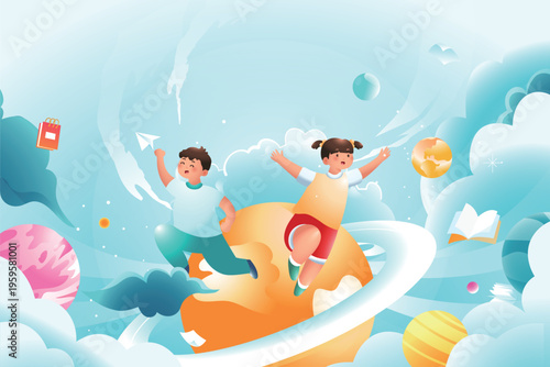 Vector illustration of children's entertainment and leisure lifestyle on Children's Day