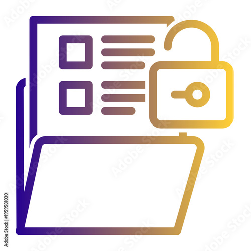 Encrypted Data Protection Folder icon from the Digital Business icon collection (Outline Gradient Style)