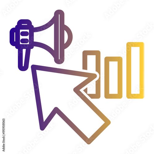 Online Advertising Internet Strategy icon from the Digital Business icon collection (Outline Gradient Style)