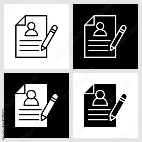 Resume Icon with Black and White Background