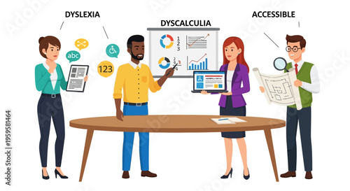 Dyslexia dyscalculia accessible learning disability awareness concept