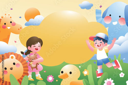 Vector illustration of children's entertainment and leisure lifestyle on Children's Day