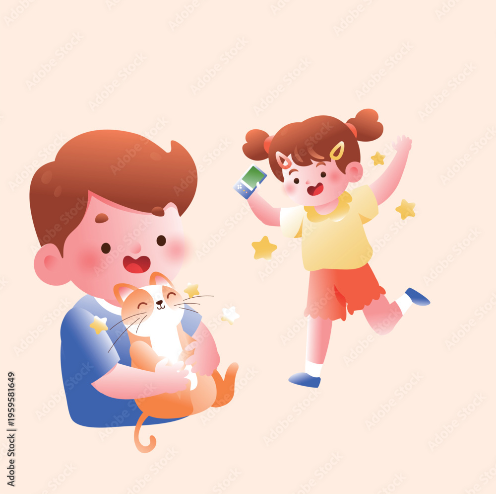 Obraz premium Vector illustration of children's entertainment and leisure lifestyle on Children's Day