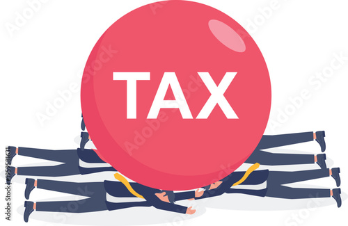 Professional crushed under a giant red tax ball