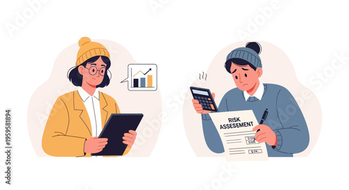 Business people analyzing financial data and risk assessment