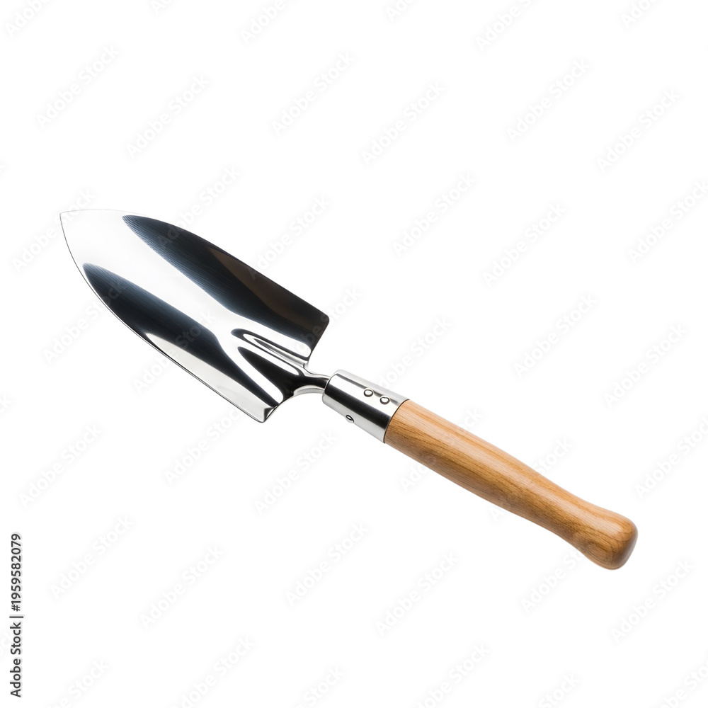 Fototapeta premium Trowel with wooden handle for gardening and landscaping tasks