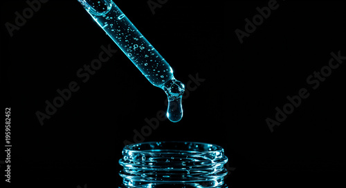 Wallpaper Mural A drop of cosmetic preparation falls from a pipette on a dark background . Perfect for showcasing your product. Front view. Torontodigital.ca
