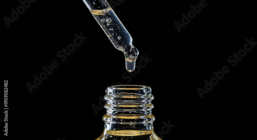 Wallpaper Mural A drop of cosmetic preparation falls from a pipette on a dark background . Perfect for showcasing your product. Front view. Torontodigital.ca