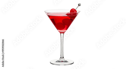 Refreshing Red Berry Cocktail Garnished with Fruit on a White Background