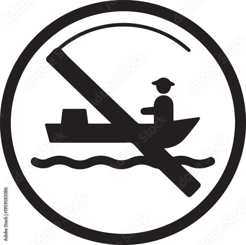 A striking no boating symbol, a clear visual prohibition against vessel use in the depicted water area.
